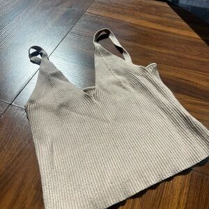 Beige Ribbed Women's Top
